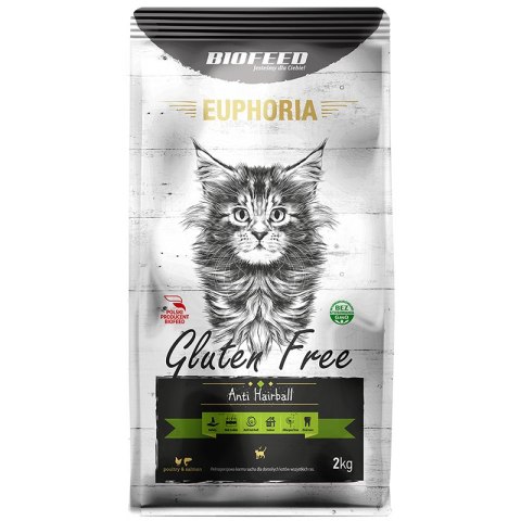 BIOFEED EUPHORIA ANTI HAIRBALL Gluten Free karma dla kotów z drobiem i łososiem 2kg