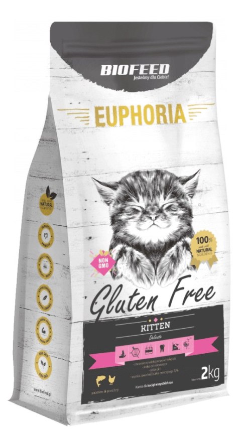 BIOFEED EUPHORIA KITTEN Gluten Free karma dla kociąt z drobiem i łososiem 2kg