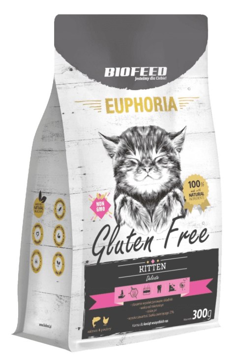 BIOFEED EUPHORIA KITTEN Gluten Free karma dla kociąt z drobiem i łososiem 300g