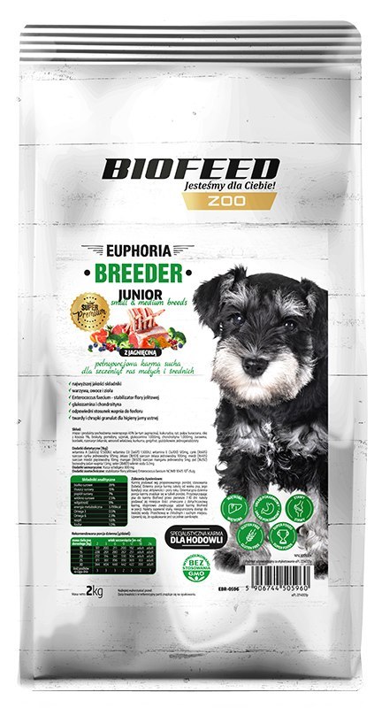 BIOFEED EUPHORIA BREEDER JUNIOR Small & Medium dla szczeniąt małych i średnich ras z jagnięciną 2kg