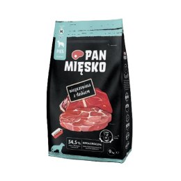 PAN MIĘSKO karma sucha dla psa wieprzowina z dzikiem, chrupki XL 9kg