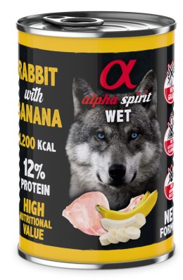 ALPHA SPIRIT Mokra karma dla psa królik z bananem 400g