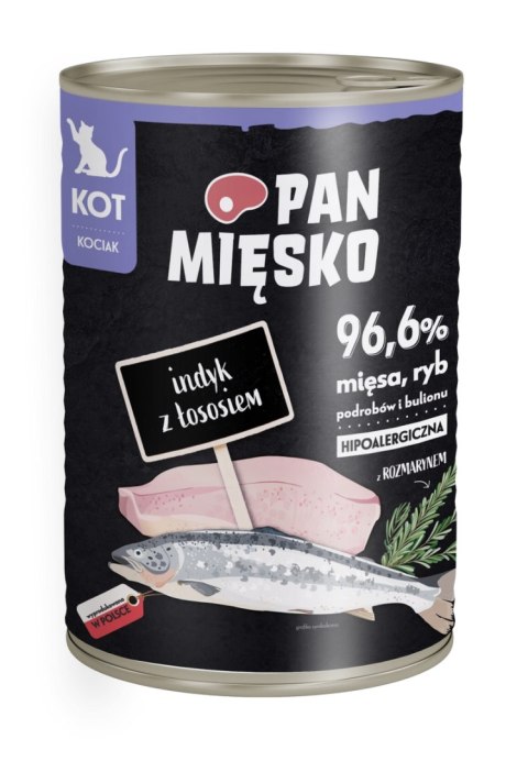 PAN MIĘSKO Karma mokra dla kociąt indyk z łososiem 400g