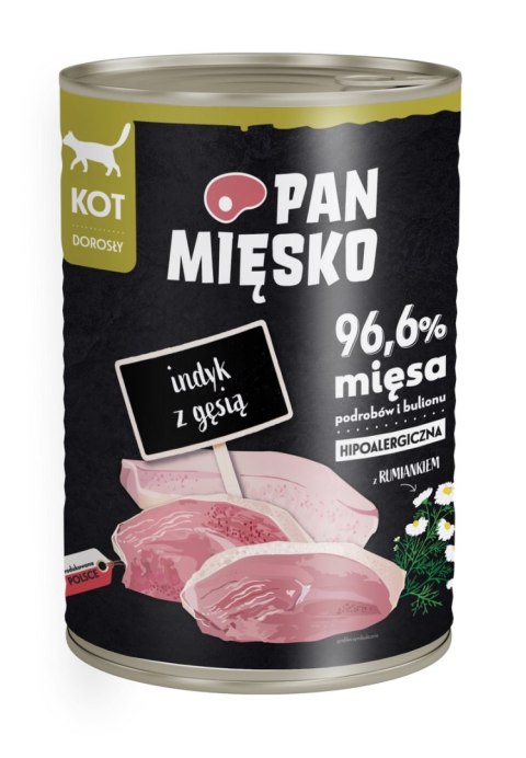 PAN MIĘSKO Karma mokra dla kota indyk z gęsią 400g